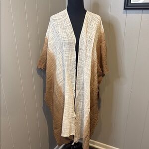 B4 Elegant Cream and Brown Women's One Size Duster Top